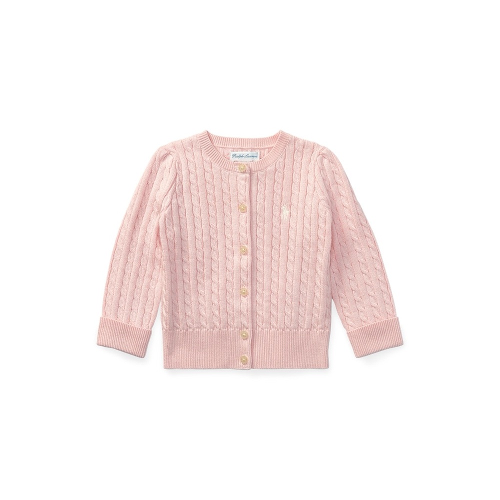Light Pink Ralph Lauren Mini Cable Cardigan Sweater 12mo